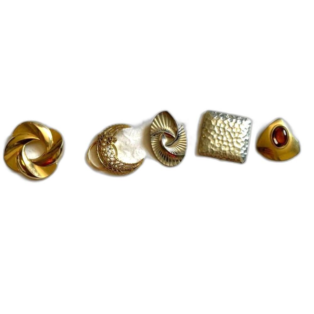 Metal Brooches Costume Jewelry Plated Gold Lot of 5